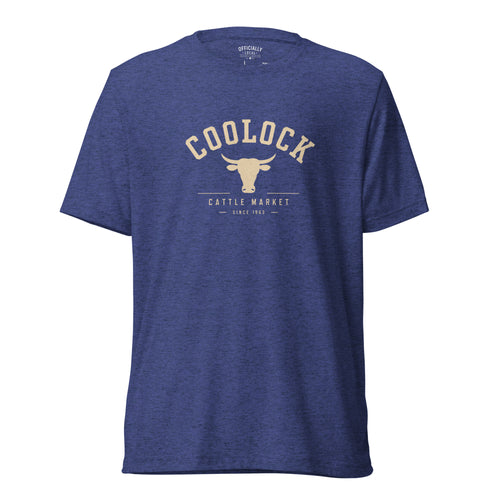 Blue Coolock Cattle Market graphic T-shirt with vintage cattle design